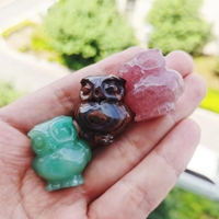 Pierres mixtes sculptées à la main améthyste lépidolite fraise Quartz obsidienne aventurine coloré cristal hibou pour la décoration