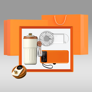 Luxuriöses 3-in-1 Becher-Ventilator-Powerbank-Geschenkset mit Logo für Unternehmen, Geschäftsbüro-Set, Firmengeschenkset - Product Image 2