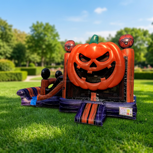 Château gonflable citrouille avec toboggan, château gonflable <span class=keywords><strong>d</strong></span>'Halloween avec toboggan, combo château gonflable Jack O'Lantern pour <span class=keywords><strong>location</strong></span> événementielle - Product Image 2