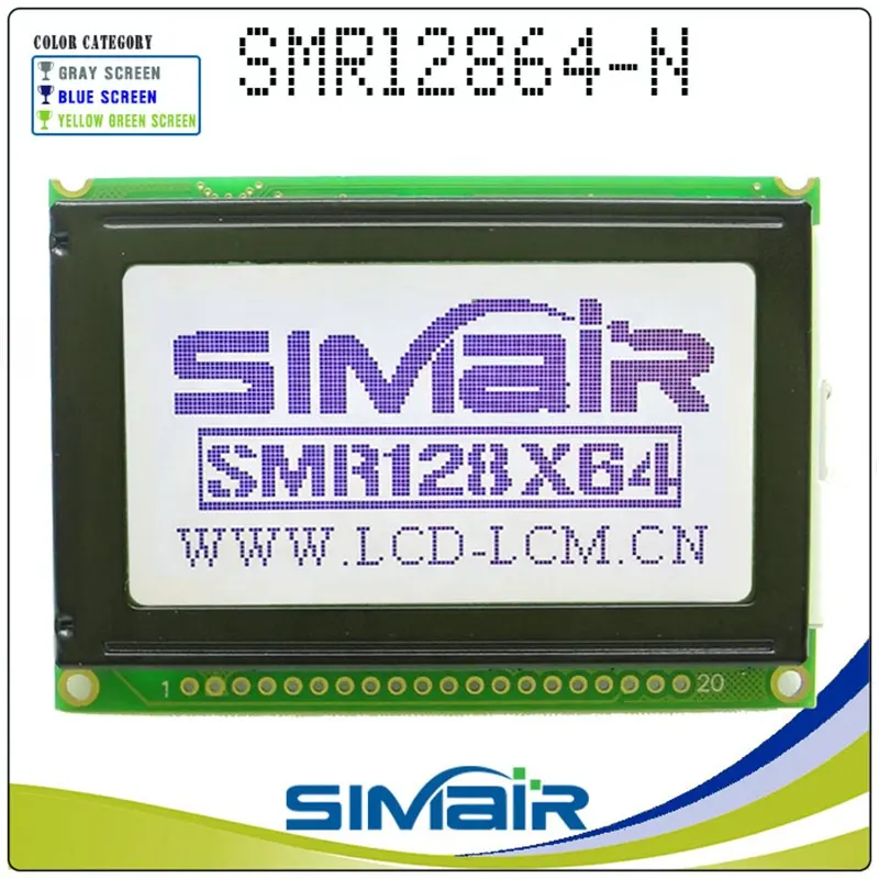 75*52.7mm Wg12864b sostituzione RG12864B DG12864-15 HG1286418 PG12864-J 5V STN COB Ks0108 Display blu Lcd grafico 128x64