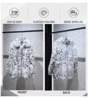 Manteau en fourrure de bobcat véritable pour femme, veste en fourrure naturelle tachetée, manteau en vraie fourrure mi-long, vêtements chauds d'hiver