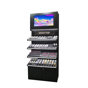 Professional Makeup Display <b>Stand</b> with <b>Screen</b> LED Lights Lockable Cabinet Metal Floor Showcase for Cosmetics Store - Product Image 4