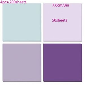 4-Piece Set Self-Adhesive Sticky Notes Various Soft Macaron Colors 50 Sheets/Color Multi-Color <b>Memo</b> <b>Pads</b> Customizable - Product Image 2