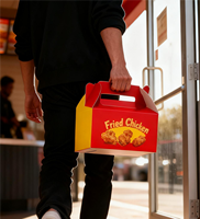 Caja de Comida para Niños con Logotipo Personalizado, Caja de Cartón Portátil para Llevar, Envase Desechable para Comida Rápida para Niños