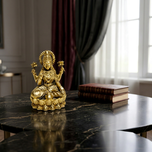 Figura Religiosa Tradicional Hecha a Mano de Resina Laxmi Ji Murti, 4x3.5x6cm, 74g, Decoración para el Hogar y Regalo para Puja Mandir - Product Image 1
