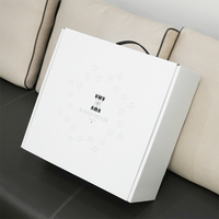 Boîte cadeau rigide blanche personnalisée avec poignée, motif étoile, emballage haut de gamme en carton pour bijoux, cosmétiques, beauté, anniversaire