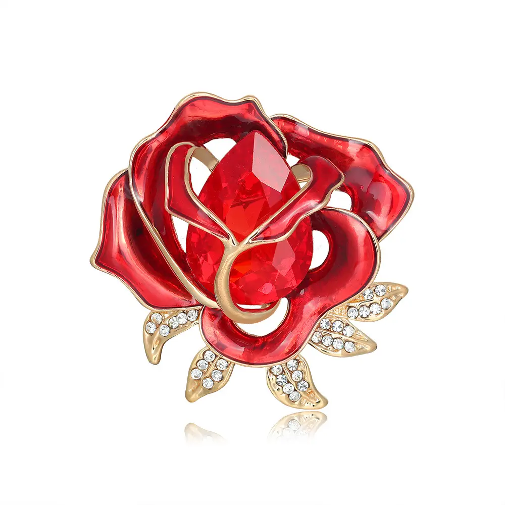 Vintage novo cristal Rose broche pingando óleo diamante-flor ouro casaco corpete de alta qualidade anti-derrapante pin acessórios feminino