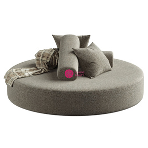 Sofá Redondo <span class=keywords><strong>de</strong></span> Terciopelo Borgoña para Vestíbulo <span class=keywords><strong>de</strong></span> Hotel, Galería <span class=keywords><strong>de</strong></span> Arte o Sala <span class=keywords><strong>de</strong></span> Exposiciones, Estilo Moderno y Minimalista <span class=keywords><strong>de</strong></span> Yicheng, en <span class=keywords><strong>Venta</strong></span> - Product Image 4