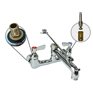 <span class=keywords><strong>Grifo</strong></span> industrial de latón cromado pulido de 8 pulgadas, ajustable, de doble manija, montado en la pared, de 2 orificios, flexible, para fregadero de fregona, con caño. - Product Image 4