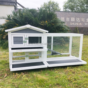 SDR049 Luxury Rabbit Hutch Outdoor Wooden Pet House with Animal Print for <b>Cats</b> Rabbits Small Animals Indoor - Product Image 4