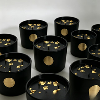Vente en gros de bougies parfumées à trois mèches en cire de soja dans un verre noir Yahei Gold Foil de 500 ml