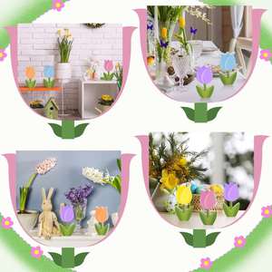 Plateau décoratif en bois sculpté pour la Fête des Mères, ornements superposés avec fleurs de tulipes gravées, style ferme, vente en gros - Product Image 4