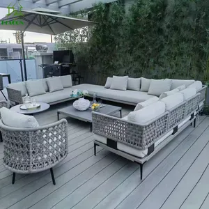 Moderno gris al aire libre tela estilo nórdico de lujo seccional modular sofá de esquina para la venta