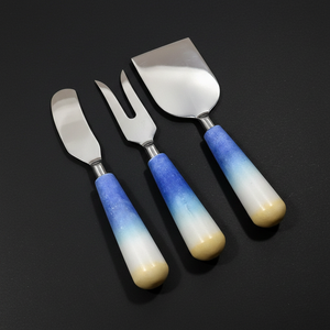 Wholesale <b>Cheese</b> Knife <b>Set</b> with Marble Handles-3PCS Durable Flatware for Giveaways - Product Image 1