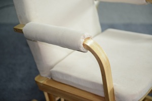 Wholesale Wooden Nursery Furniture Natural Wood with Ivory Microfiber Cushions Nordic <b>Chair</b> - Product Image 3