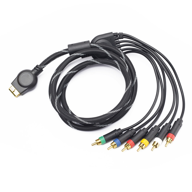 1.8m/6FT Multi Component AV Cable for PlayStation 2 3 PS3 PS2 Game Cable Games Accessories Connect TV Sound Lead Braided Cables