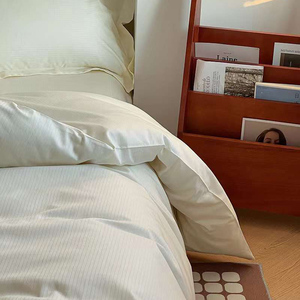 Juego <span class=keywords><strong>de</strong></span> ropa <span class=keywords><strong>de</strong></span> cama <span class=keywords><strong>de</strong></span> hotel <span class=keywords><strong>de</strong></span> lujo tamaño King 100% algodón <span class=keywords><strong>de</strong></span> grapa larga Jacquard <span class=keywords><strong>blanco</strong></span> amarillo sábanas con relleno <span class=keywords><strong>de</strong></span> poliéster uso doméstico - Product Image 3
