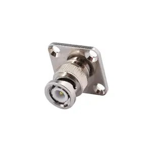 BNC Plug Male Adapter Connector 4 Hole Panel Flange Mount connector with Solder Cup for Antenna