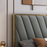 Lit rembourré de luxe en acier inoxydable, tissu velours moderne, cuir, lit double, lit king-size, cadre de lit