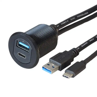 Cable USB 3.0 Tipo C para Montaje en Coche, Macho a Hembra, Carcasa de Aleación Impermeable con Indicador LED para Panel de Instrumentos de Coche, Barco o Motocicleta