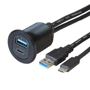 Cable trenzado de cobre estañado para coche, <span class=keywords><strong>tipo</strong></span> <span class=keywords><strong>C</strong></span> 2.0 + USB 2.0 macho-hembra, AUX, impermeable, PVC, 1m, 3A, carga rápida, para camiones - Product Image 5