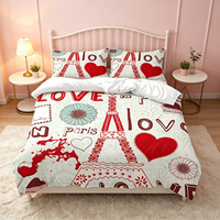 Ensemble de literie 3 pièces de style britannique, motif d'impression numérique 3D, ensemble de housse de couette pour mariage