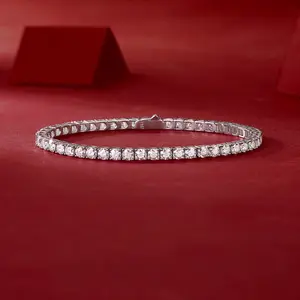 Custom 925 Sterling Silver 18K White Gold Plated 0.1 Carat Gra Vvs Moissanite 3Mm 4Mm 5Mm Tennis Bracelet Woman Women Jewelry