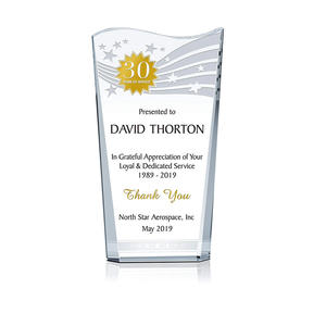 Giải Thưởng Acrylic Hình Sóng Để Khắc Tấm Mica Trắng Tấm Biển Giải Thưởng Phục Vụ Lâu Dài Cho Nhân Viên Có Đế - Product Image 3