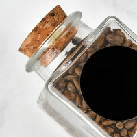 Étiquette d'impression sérigraphique personnalisée, flacons en verre carrés vides de 50 ml avec couvercles en bois pour épices, grains de café, bougies, fête