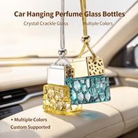Diffuseur de parfum en verre vide en forme de cube d'eau de 10 ml, populaire et élégant, pour ornement de voiture et recharge de liquide parfumé