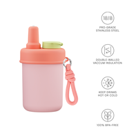 2025 Nueva taza de vacío niños aislamiento tapa resistente a derrames y pajita Flexible botella de agua personalizada vasos de acero inoxidable