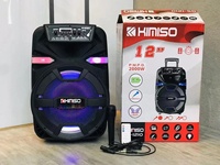KIMISO QS1210 Qs 1210 Enceinte sans fil Bluetooth 12 pouces Enceinte portable sur roulettes Système DJ Caisson de basses avec lumière LED