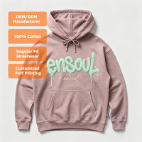 Sweat à capuche surdimensionné en molleton épais French Terry avec épaules tombantes, imprimé en relief, style streetwear américain, personnalisé avec motif pierre enzymatique, pour homme