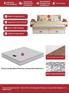 Lit Queen Size Moderne avec Tiroir de Rangement Multifonctionnel et <span class=keywords><strong>Armoire</strong></span> Latérale, Design de Boîte Haute, Pliable, Doux - Product Image 6