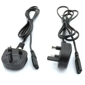 6ft black BS 1362 british power cord H03VVH2-F 2*0.75mm2