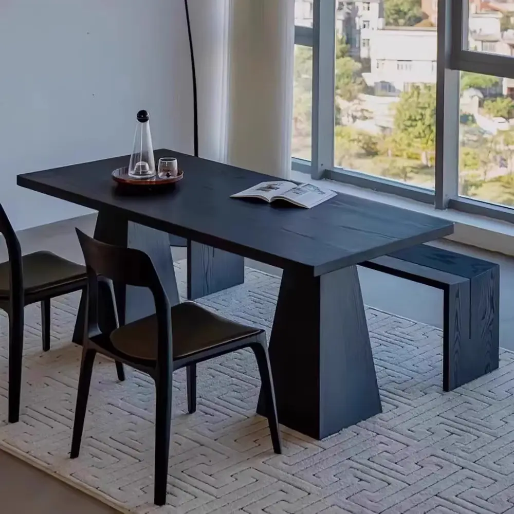 Meja ruang makan Nordic Modern Wabi-Sabi Wood Pine untuk rumah rumah pertanian Villa kantor & restoran serbaguna & modis
