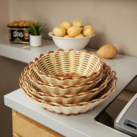 Paniers de rangement durables et faciles à nettoyer en plastique tissé à la main pour la cuisine Snacks Pain Fruit Vegetable Collection