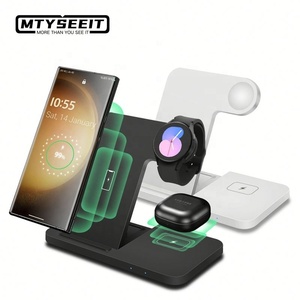 แท่นวางโทรศัพท์ 3 in 1 พร้อมที่ชาร์จไร้สายสำหรับ Xiaomi Samsung <span class=keywords><strong>iPhone</strong></span> 13 12 <span class=keywords><strong>11</strong></span> Pro Max Watch 15W แท่นชาร์จเร็วพร้อมที่วางโทรศัพท์ - Product Image 1