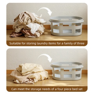 <b>Large</b> Capacity Dirty Clothes <b>Storage</b> <b>Basket</b> Simply Thickened Durable Washing Room Hollow Laundry <b>Storage</b> <b>Basket</b> with Handle - Product Image 2
