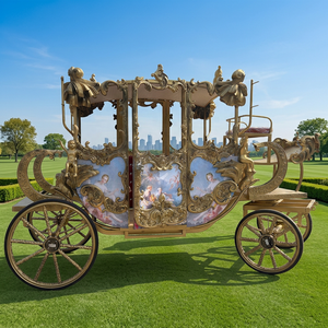 Charrette royale électrique à chevaux, prix d'usine, véhicule de mariage, chariot de luxe doré à chevaux - Product Image 1