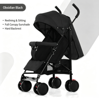 JXB Parapluie compact léger de bonne qualité pour poussette, utilisable en position assise et allongée, toutes saisons