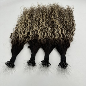 Chất lượng tốt nhất Trinh Nữ tóc con người mở rộng đôi rút ra Nano vòng và mircoring Keratin lời khuyên cho bất kỳ xoăn sóng - Product Image 1