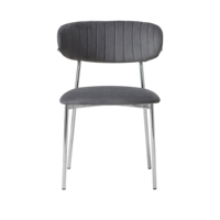 Ensemble table et chaises de salle à manger contemporaines élégantes, argentées et dorées scintillantes, avec pieds en acier recouverts de velours, pour la maison ou le bureau