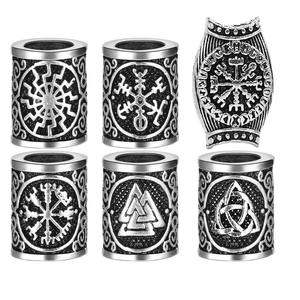 Perles Dreadlock pour tresses hommes et femmes, accessoires de cheveux, perles pour tresses, espacement en métal, avec de grands trous, style <span class=keywords><strong>Viking</strong></span>, raie, 50/61 pièces - Product Image 4