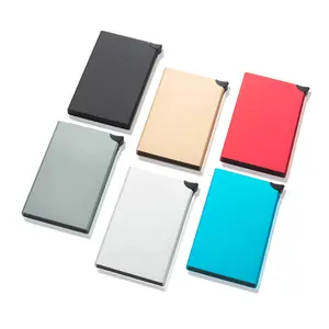 Factory Anti-theft Smart Wallet Thin ID Card Holder Unisex Automatically Solid Metal Bank Credit Card Holder Business Mini Size