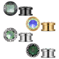 Lingchee acier chirurgical 316L grande vis de gemme Fit Tunnels élégant extenseur d'oreille étirement bouchons jauge femmes corps Piercing bijoux