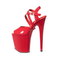 Vente en gros de sandales de danse pour femmes à plateforme de 20 cm, avec bride de cheville, style exotique d'été, talon haut, dessus en PU et semelle extérieure en caoutchouc