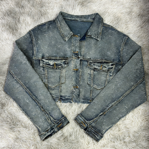 Chaqueta Vaquera <span class=keywords><strong>para</strong></span> Hombre con Logotipo Personalizado, Adornos de Diamantes de Imitación y Lentejuelas, Estilo Urbano Otoñal, Ecológica, Venta al Por Mayor - Product Image 1