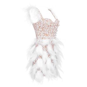 Nuovo arrivato 2585 arrivi da sera Mini Dress con paillettes Sexy piumino abiti da compleanno donna abiti con perle - Product Image 3