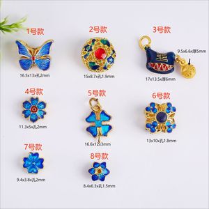 ลูกปัดเคลือบทองแบบดั้งเดิมลายผีเสื้อและดอกไม้ สำหรับทำเครื่องประดับ DIY เช่น สร้อยข้อมือ สร้อยคอ ขายส่ง - Product Image 2